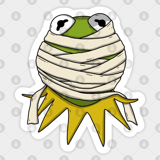 Halloween Mummy Kermit Sticker by Luna Illustration